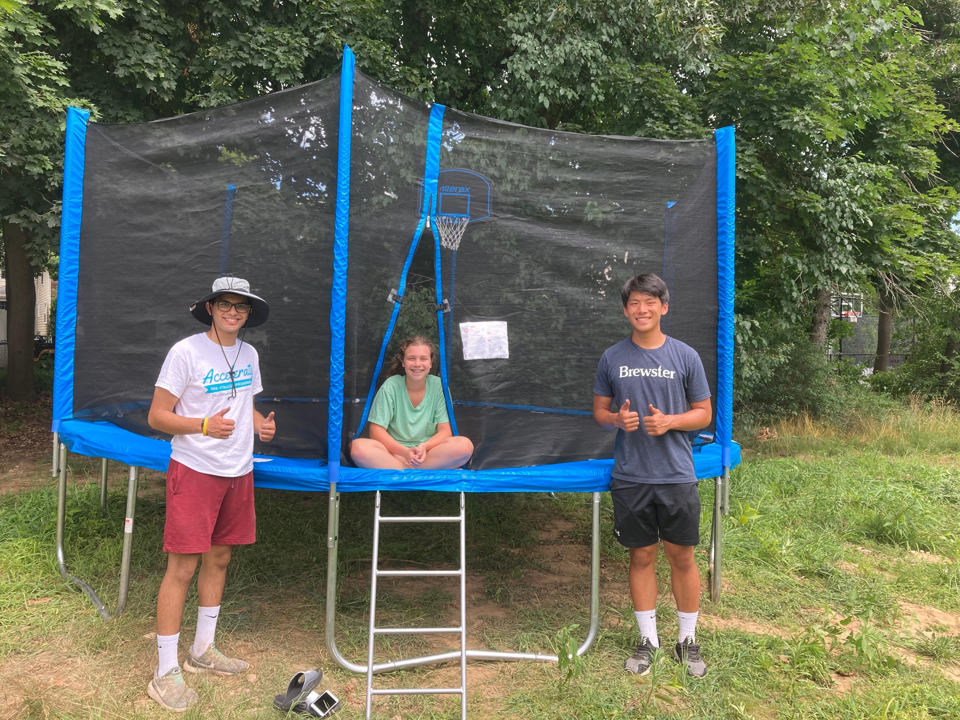 Jennifer Kaplan newly-assembled trampoline